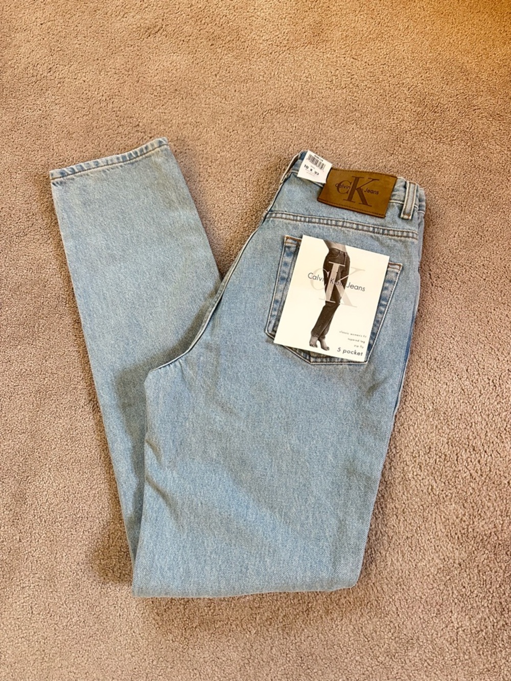 Vintage Calvin Klein 90’s Mom Jeans High Rise Tapered Denim Size 10x32 NEW